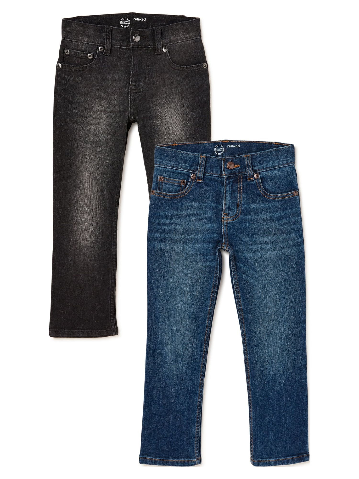 Wonder Nation Boys Relaxed Fit Jeans, 2-Pack, Sizes 4-18 & Husky
