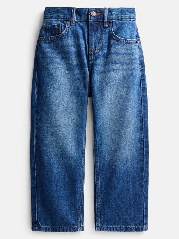Boys Relaxed Straight Leg Denim Jeans, Sizes 4-16, 6-10 Slim & Husky