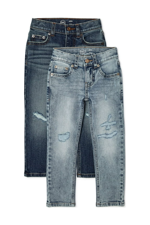 Boys Rip & Repair Denim Jeans, 2 Pack, Sizes 4-18 & Husky