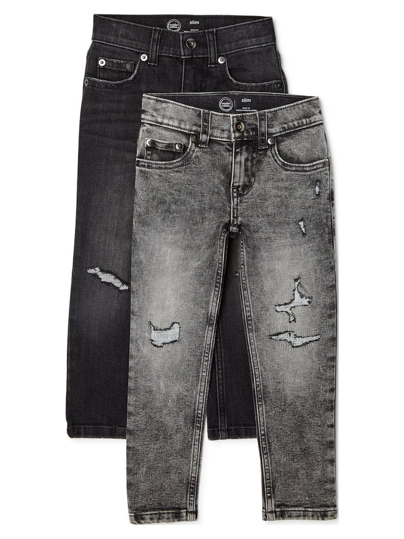 Wonder Nation Boys Slim Stretch Denim Jeans Pack, Sizes 4-18