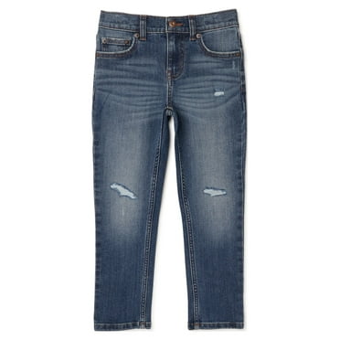 Wonder Nation Boys Rip & Repair Slim Fit Denim Jeans, Sizes 4-18 & Husky