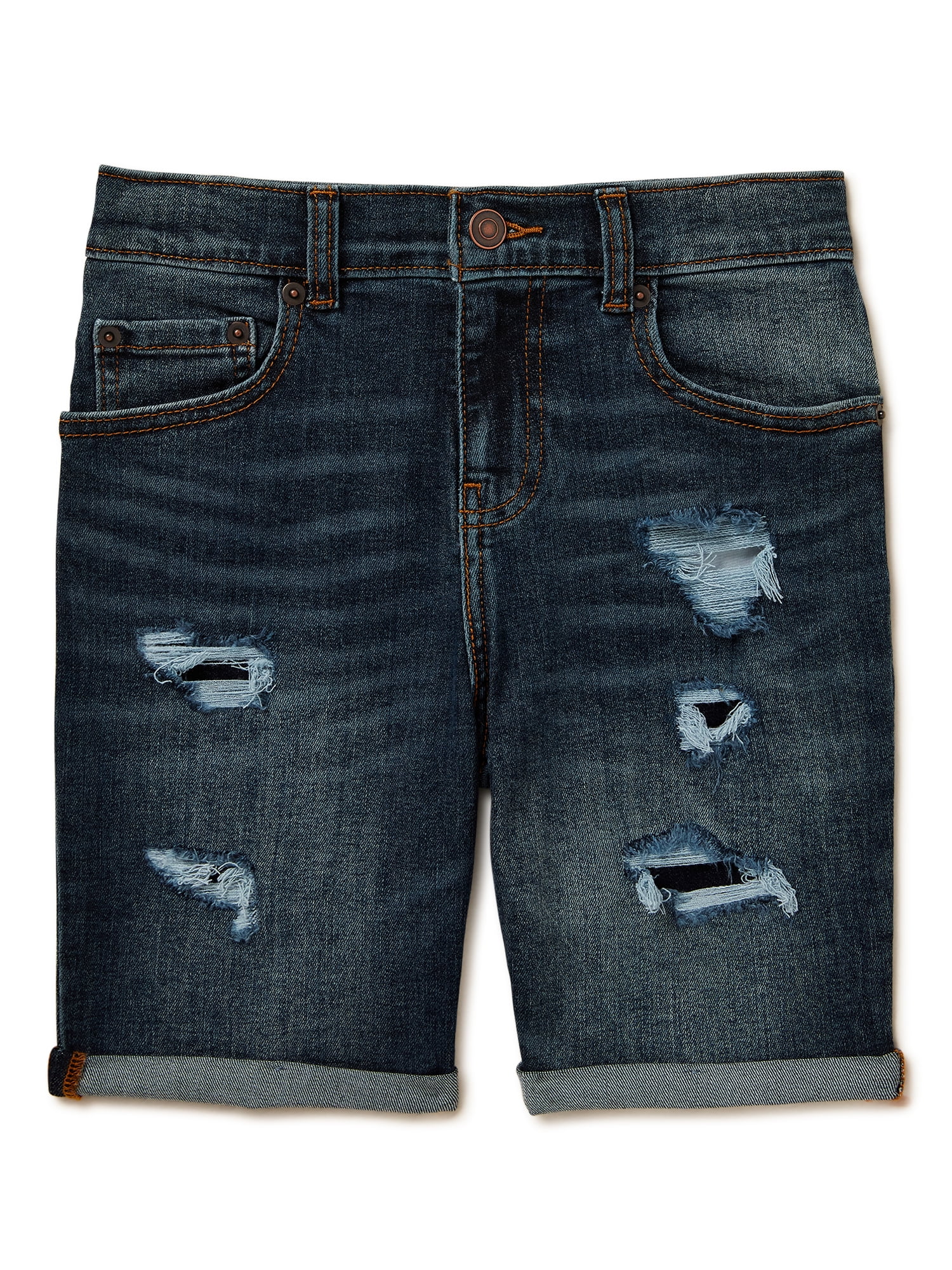 Wonder Nation Boys Rip and Repair Denim Shorts, Sizes 4-18 & Husky ...