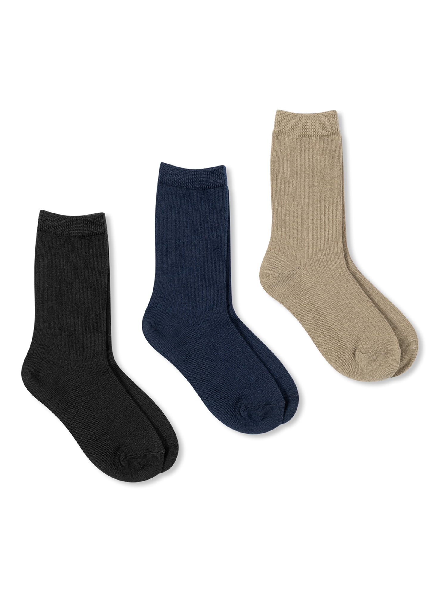 Wonder Nation Boys' S-L Uniform Dress Socks, 3 Pack