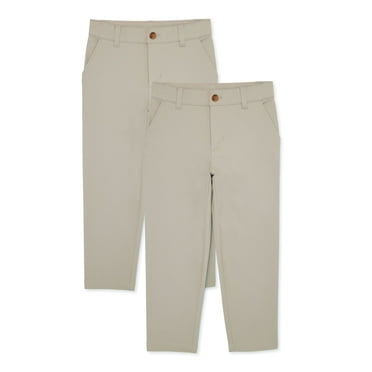 Wonder Nation Boys School Uniform Flat Front Pants, 2-Pack, Sizes 4-18 & Husky