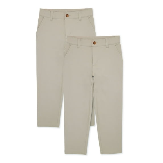 Wonder Nation Boys School Uniform Flat Front Pants, 2-Pack, Sizes 4-18 & Husky