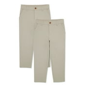 Wonder Nation Boys School Uniform Flat Front Pants, 2-Pack, Sizes 4-18 & Husky
