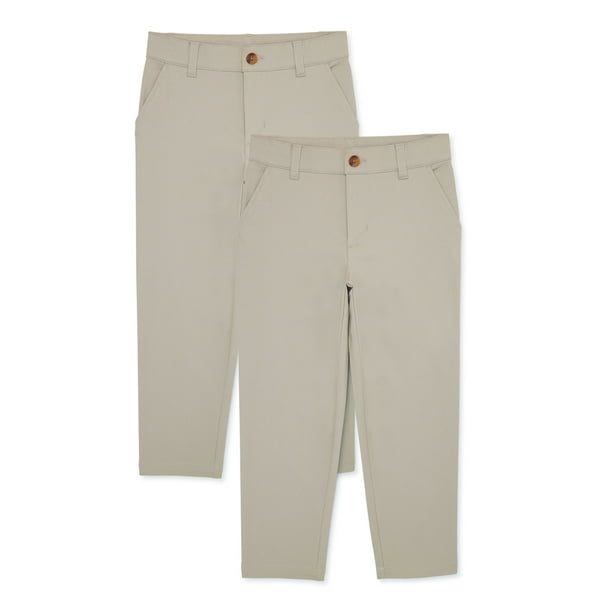 Wonder Nation Boys School Uniform Flat Front Pants, 2Pack, Sizes 418