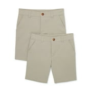 Wonder Nation Boys School Uniform Flat Front Shorts, 2-Pack, Sizes 4-18 & Husky
