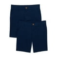 Wonder Nation Boys School Uniform Flat Front Shorts, 2Pack, Sizes 418