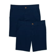 Wonder Nation Boys School Uniform Flat Front Shorts, 2-Pack, Sizes 4-18 & Husky