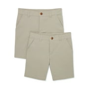 Wonder Nation Boys School Uniform Flat Front Shorts, 2-Pack, Sizes 4-18 & Husky