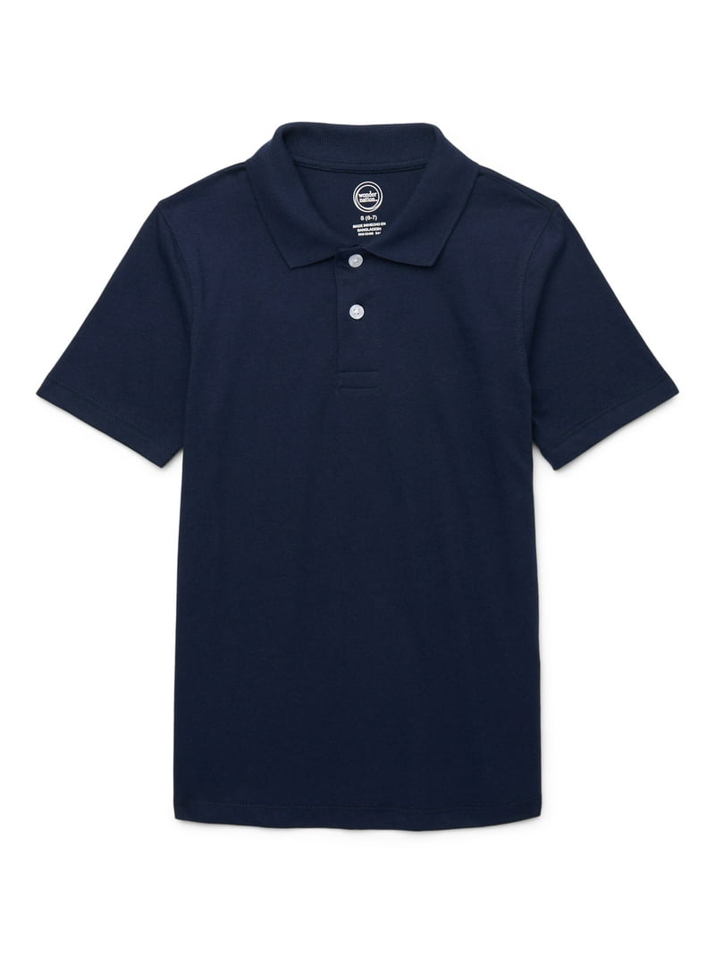 Wonder Nation Boys School Uniform Polo, Short Sleeve, Durable