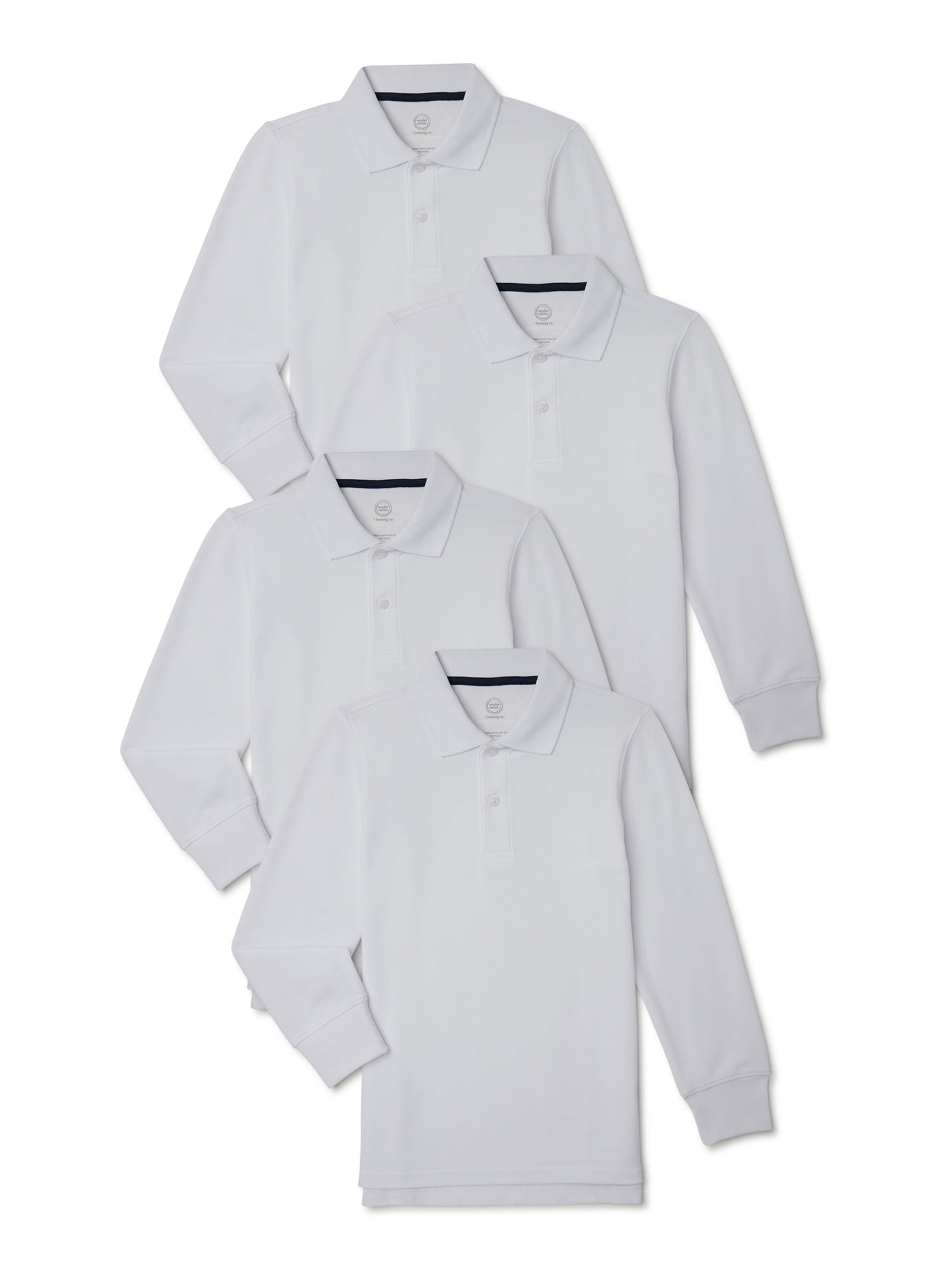 Long sleeve white polo shirt school uniform outlet