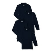 WONDER NATION Boys School Uniform Long Sleeve Pique Polo Shirt, 4-Pack, Sizes 4-18