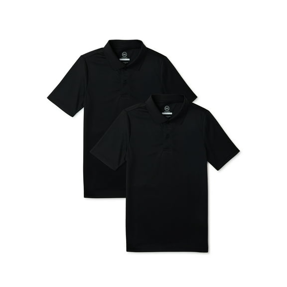 Wonder Nation Boys School Uniform Short Sleeve Performance Polo Shirt, 2-Pack, Sizes 4-18 & Husky