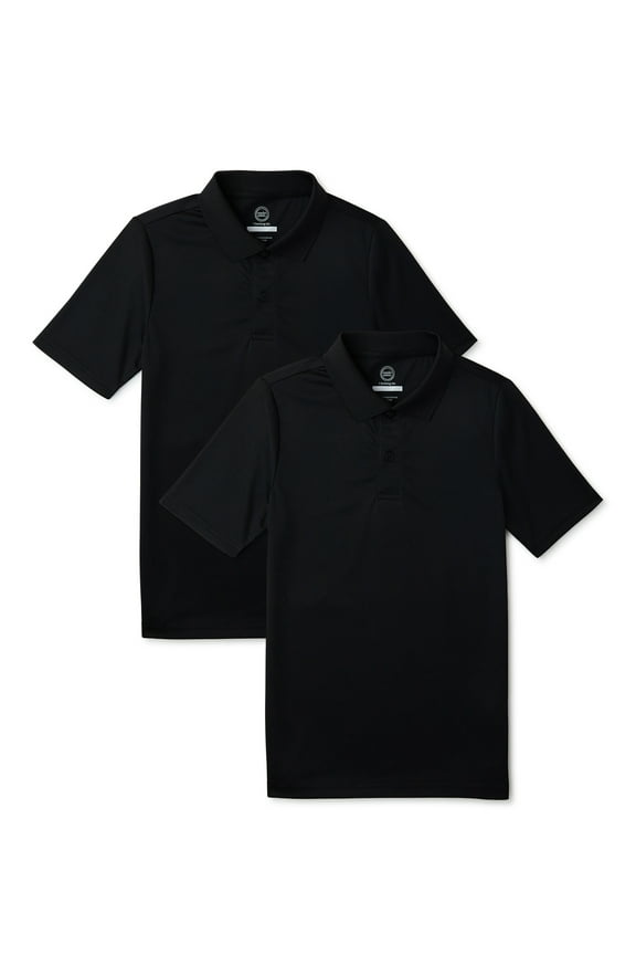 Boys School Uniform Short Sleeve Performance Polo Shirt, 2-Pack, Sizes 4-18 & Husky