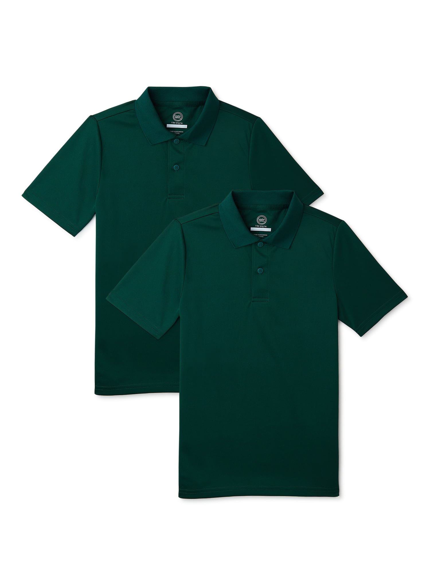Wonder Nation Boys School Uniform Performance Polo Shirt, 2-Pack, Sizes ...