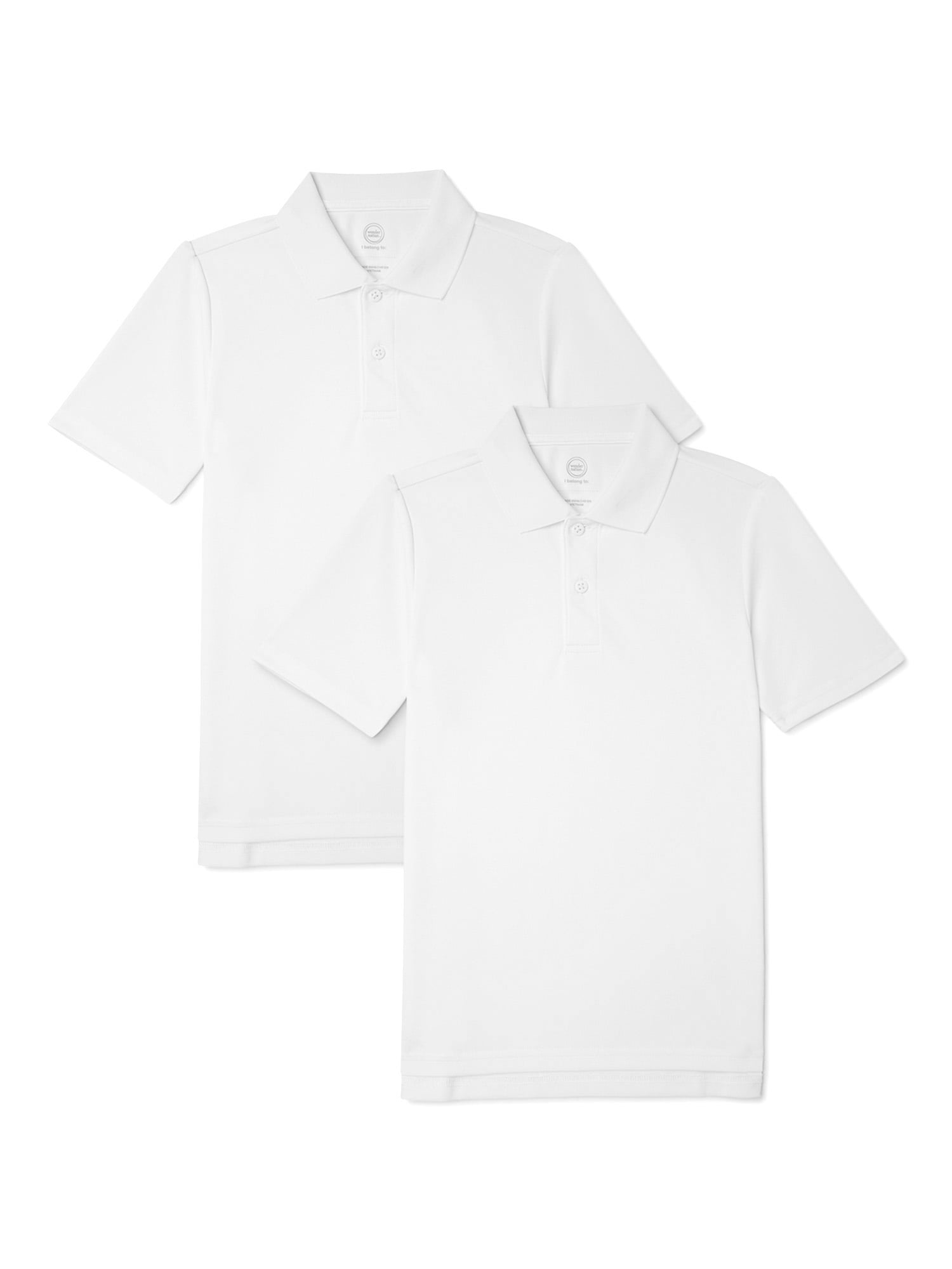 Wonder Nation Boys School Uniform Short Sleeve Performance Polo Shirt, 2-Pack, Sizes 4-18 & Husky