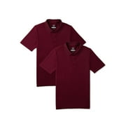 WONDER NATION Boys School Uniform Short Sleeve Performance Polo Shirt, 2-Pack, Sizes 4-18 & Husky