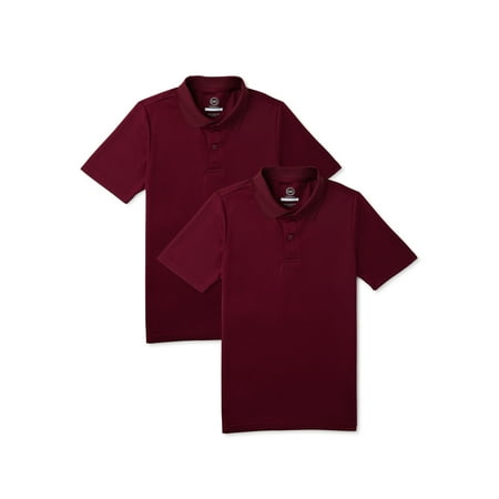 Wonder Nation Boys School Uniform Performance Polo Shirt, 2-Pack, Sizes 4-18