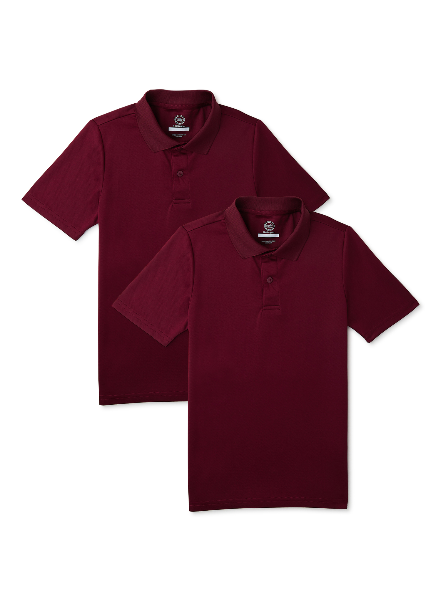 Wonder Nation Boys School Uniform Performance Polo Shirt, 2-Pack, Sizes 4-18