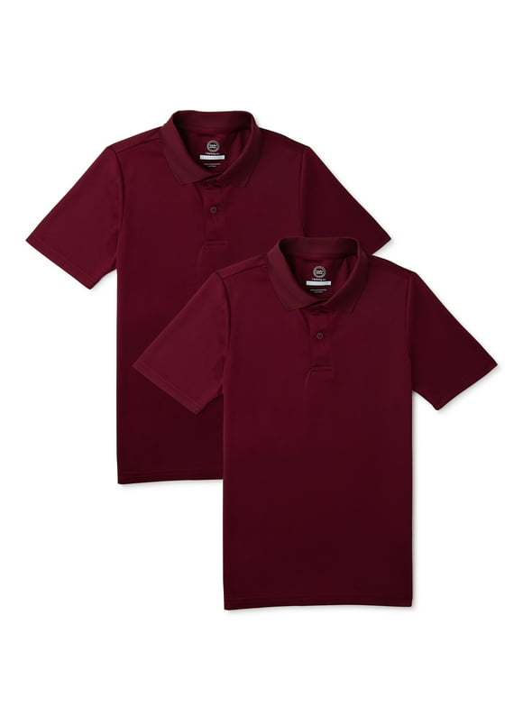 Boys School Uniform Short Sleeve Performance Polo Shirt, 2-Pack, Sizes 4-18 & Husky
