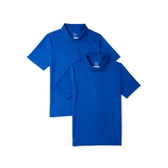 Wonder Nation Boys School Uniform Short Sleeve Performance Polo Shirt, 2-Pack, Sizes 4-18 & Husky