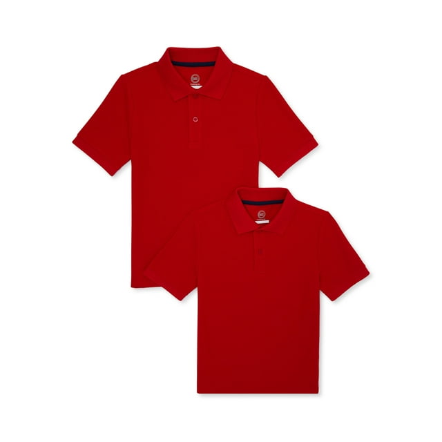Wonder Nation Boys School Uniform Pique Polo Shirts with Short Sleeves