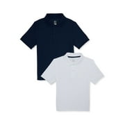 Wonder Nation Boys School Uniform Pique Polo Shirts with Short Sleeves, 2-Pack, Sizes 4-18 & Husky
