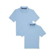 WONDER NATION Boys School Uniform Pique Polo Shirts with Short Sleeves, 2-Pack, Sizes 4-18 & Husky