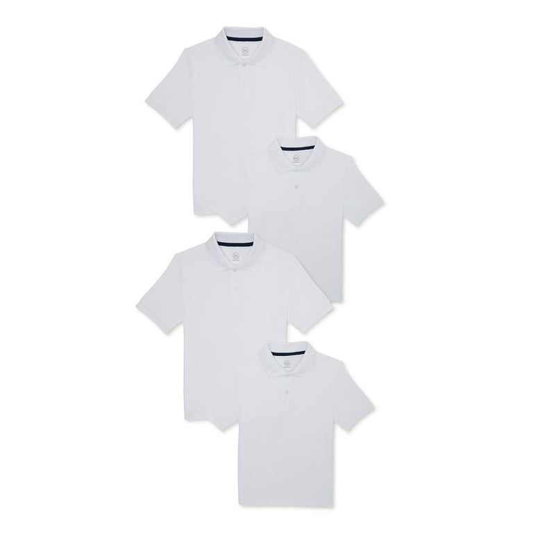 Wonder Nation Boys School Uniform Pique Polo Shirts with Short Sleeves 4 Pack Sizes 4 18