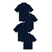 Wonder Nation Boys School Uniform Pique Polo Shirts with Short Sleeves, 4-Pack, Sizes 4-18