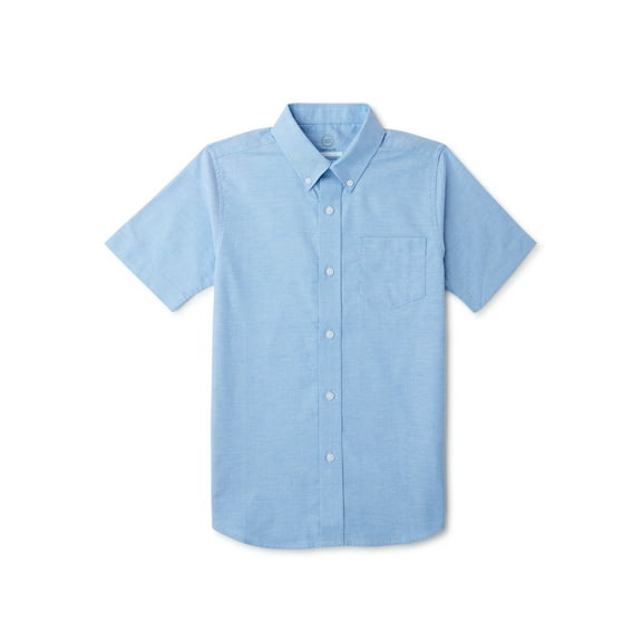 Wonder Nation Boys School Uniform Short Sleeve Button-Up Oxford Shirt, Sizes 4-18