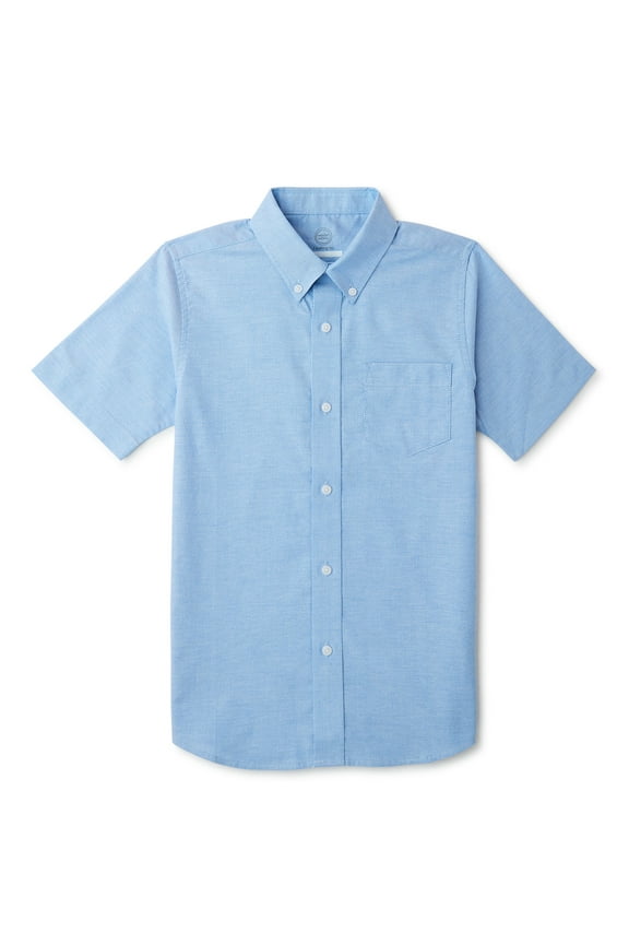 Boys School Uniform Short Sleeve Button-Up Oxford Shirt, Sizes 4-18