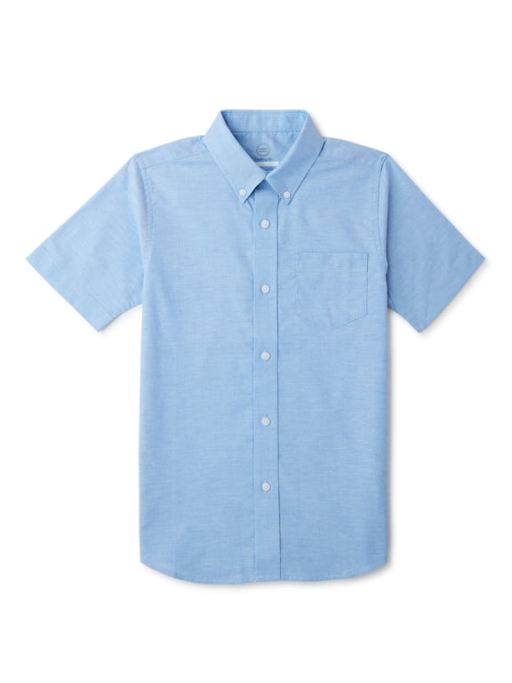 Boys School Uniform Short Sleeve Button-Up Oxford Shirt, Sizes 4-18