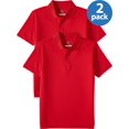 thumbnail image 1 of Wonder Nation Boys School Uniform Short Sleeve Performance Polo Shirt, 2-Pack Value Bundle, Sizes 4-18 & Husky, 1 of 4