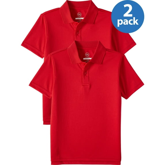 Wonder Nation Boys School Uniform Short Sleeve Performance Polo Shirt, 2-Pack Value Bundle, Sizes 4-18 & Husky
