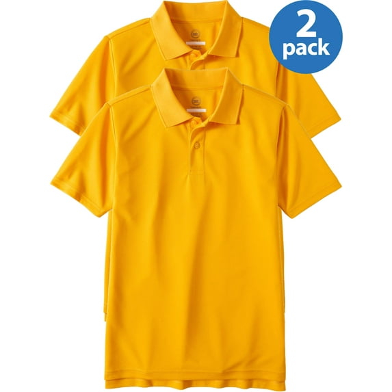 Wonder Nation Boys School Uniform Short Sleeve Performance Polo Shirt, 2-Pack Value Bundle, Sizes 4-18 & Husky
