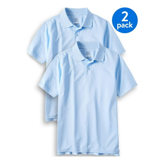 Wonder Nation Boys School Uniform Short Sleeve Performance Polo Shirt, 2-Pack Value Bundle, Sizes 4-18 & Husky