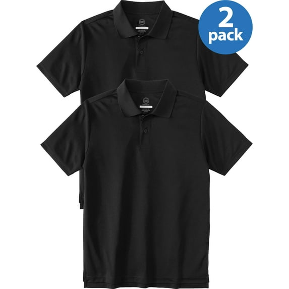 Wonder Nation Boys School Uniform Short Sleeve Performance Polo Shirt, 2-Pack Value Bundle, Sizes 4-18 & Husky