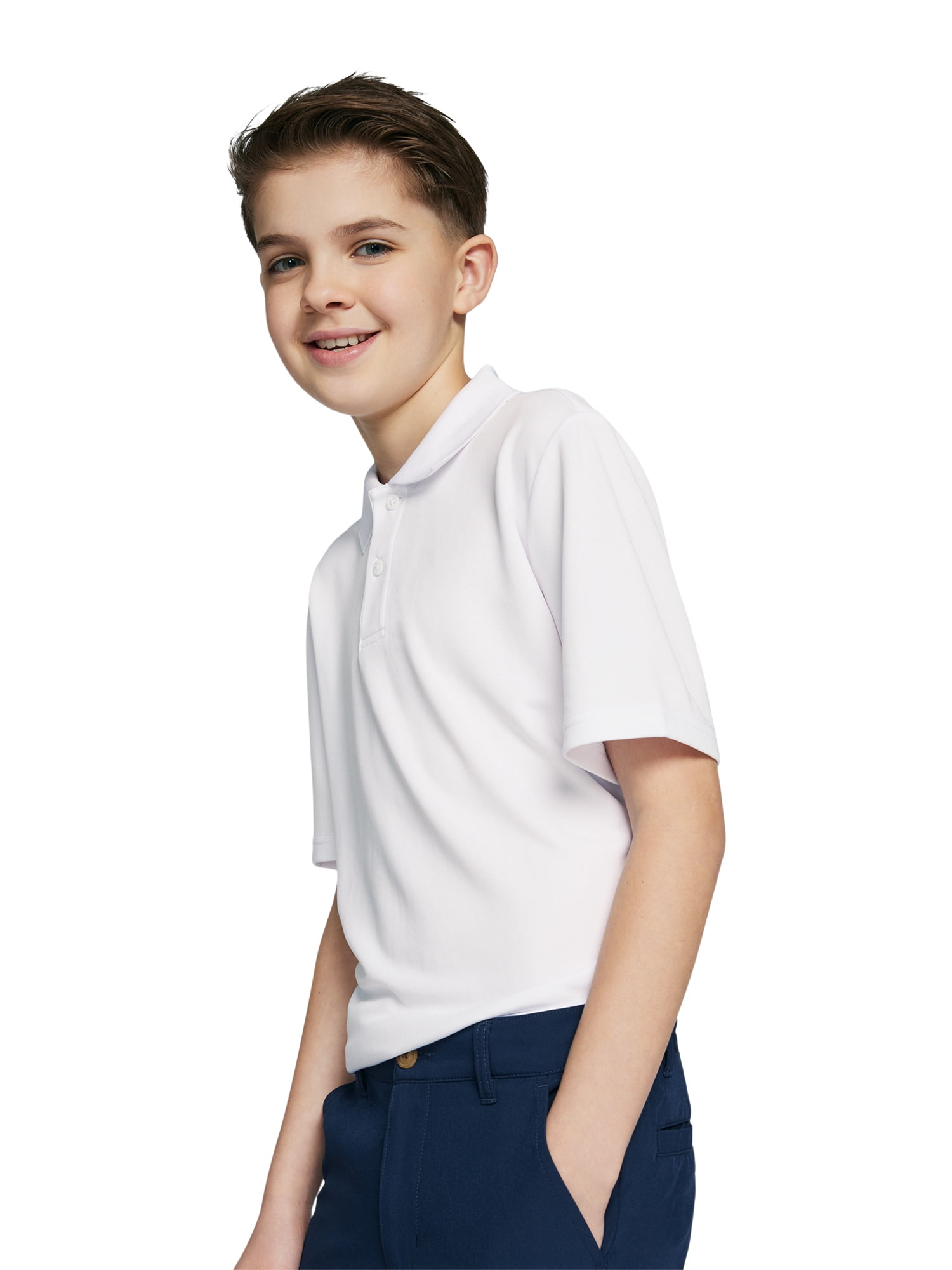 Wonder Nation Boys School Uniform Short Sleeve Performance Polo Shirt, Sizes 4-18 & Husky