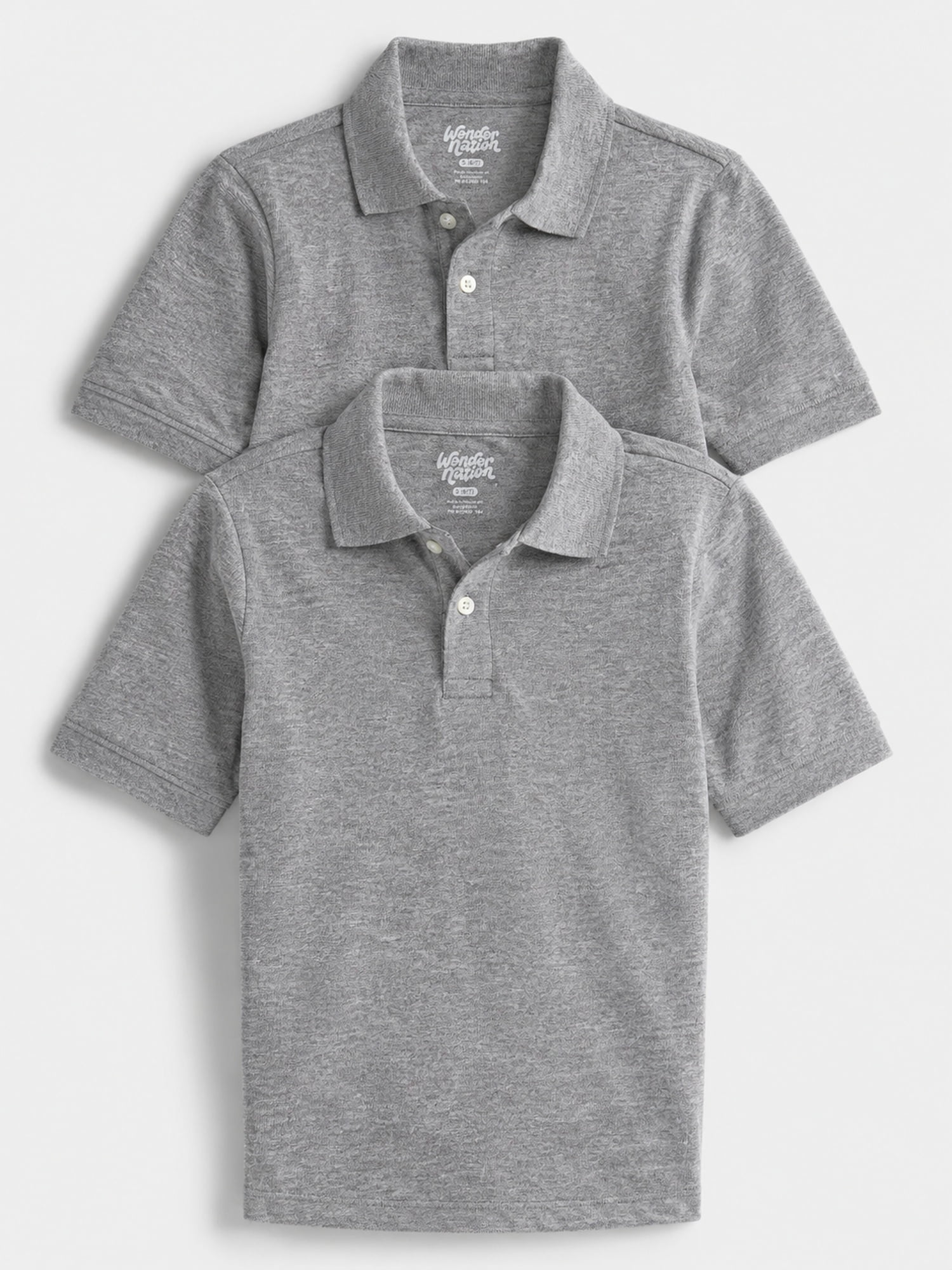 Wonder Nation Boys School Uniform Short Sleeve Pique Polo Shirt, 2-Pack, Size 4-18 & Husky