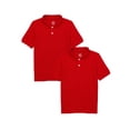 thumbnail image 1 of Wonder Nation Boys School Uniform Short Sleeve Pique Polo, 2-Pack, Sizes 4-18 & Husky, 1 of 4