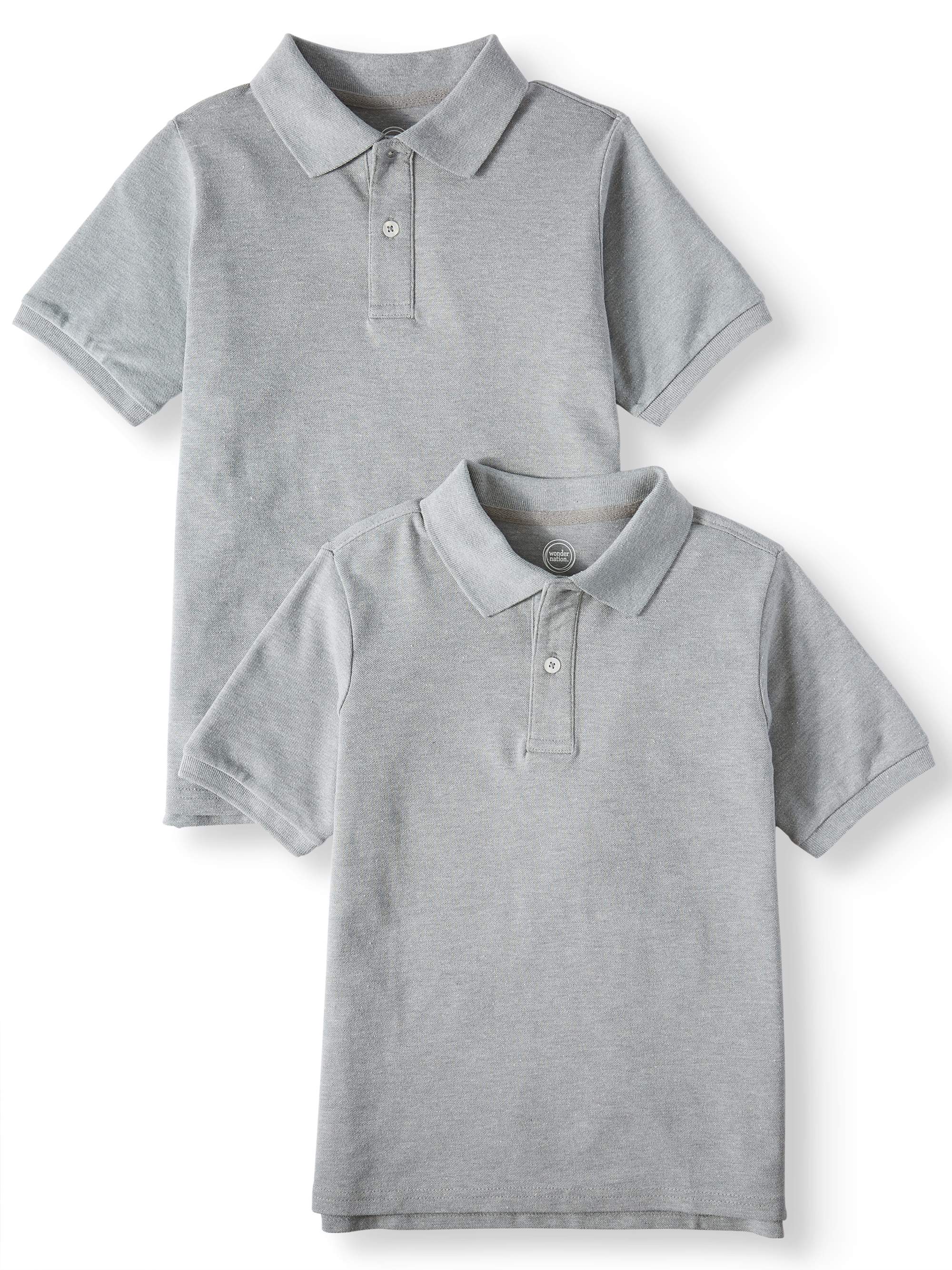 Wonder Nation Boys School Uniform Short Sleeve Pique Polo Shirts, 2-Pack Value Bundle, Sizes 4-18 & Husky - image 1 of 3