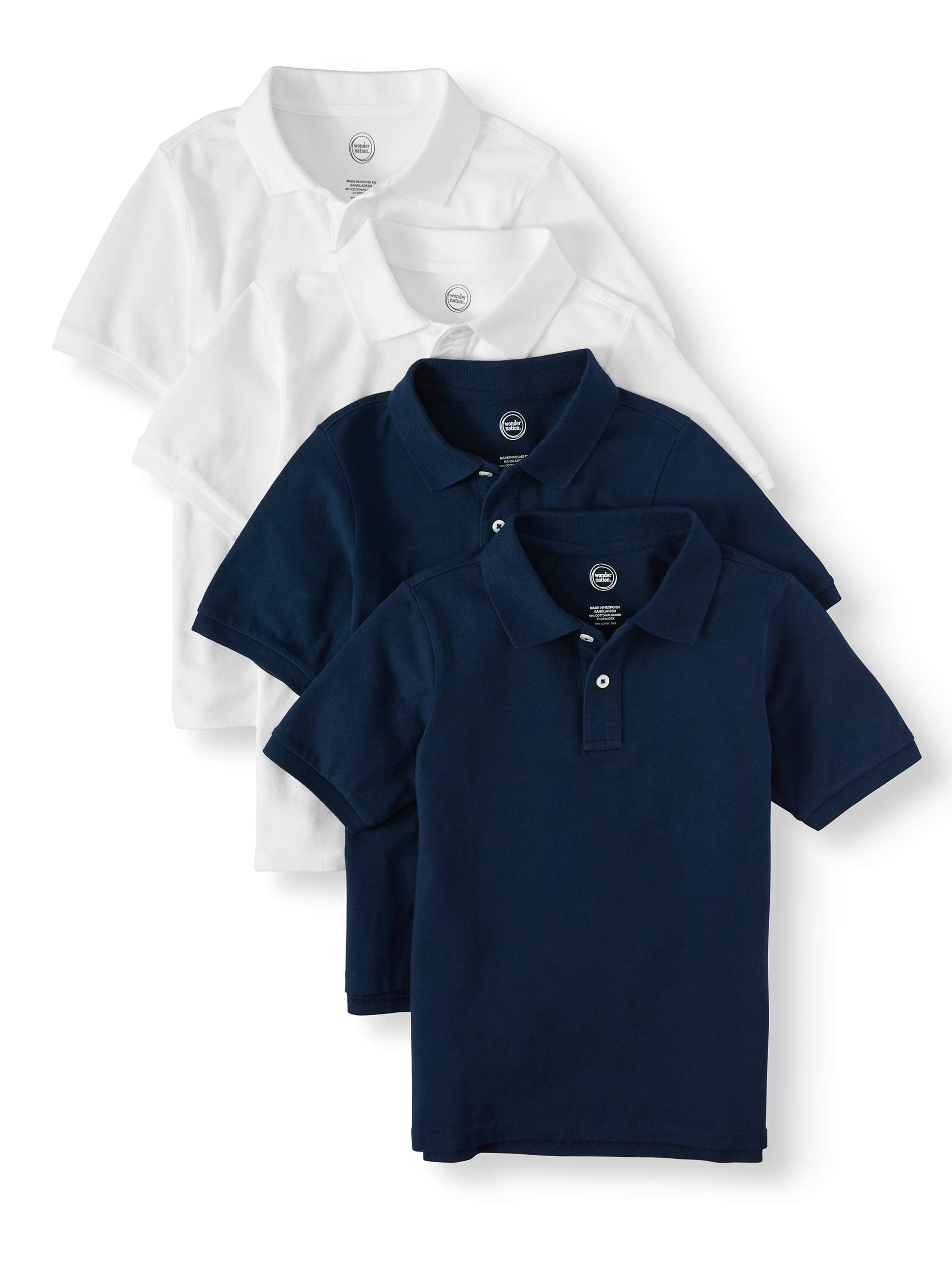 Wonder Nation Boys School Uniform Short Sleeve Pique Polo Shirts, 4-Pack Value Bundle, Sizes 4-18 - image 1 of 2