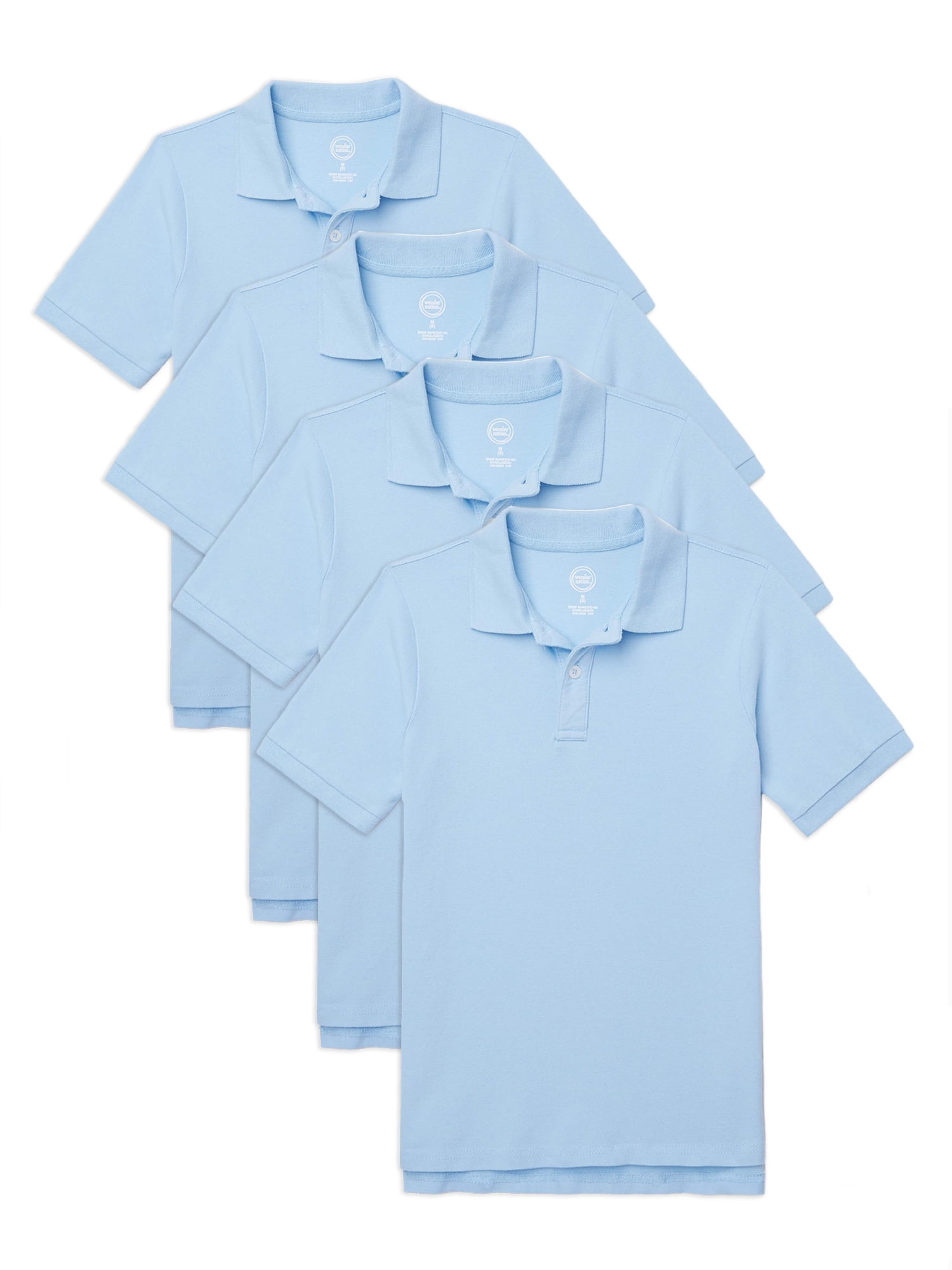 Wonder Nation Young Mens School Uniform Short Sleeve Pique Polo Shirt,  Sizes S-XL 