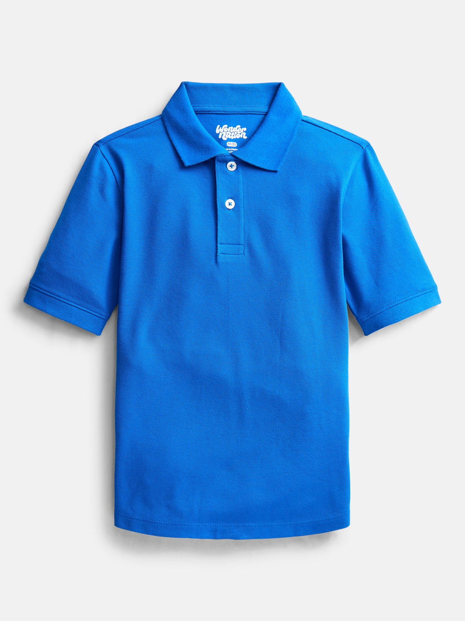 Wonder Nation Boys School Uniform Pique Polo Shirt with Short Sleeves, Size 4-18