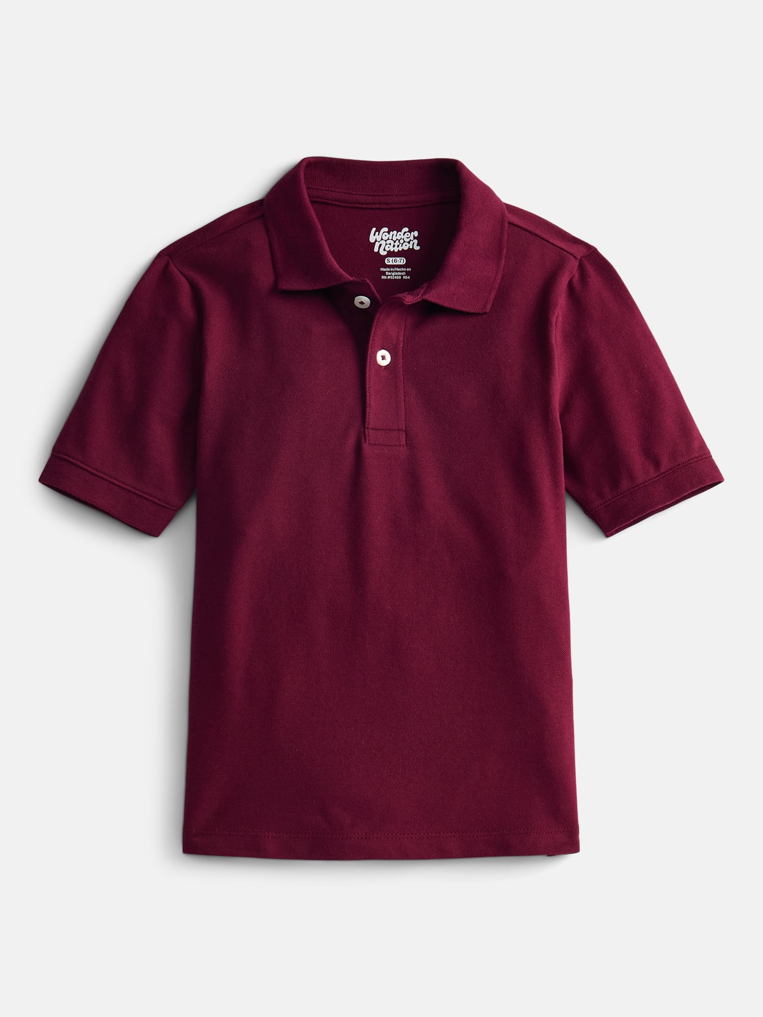 Wonder Nation Boys School Uniform Pique Polo Shirt with Short Sleeves, Size 4-18