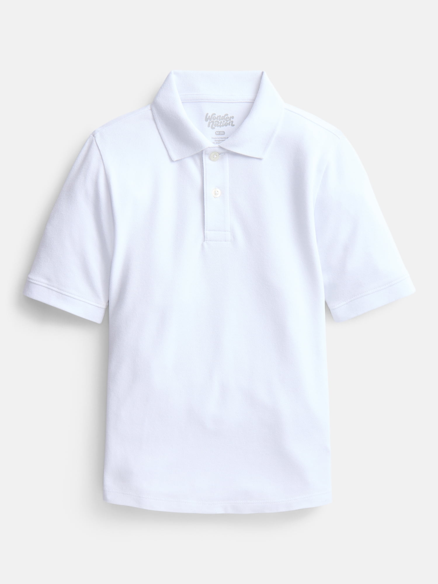 Wonder Nation Boys School Uniform Pique Polo Shirt with Short Sleeves, Size 4-18