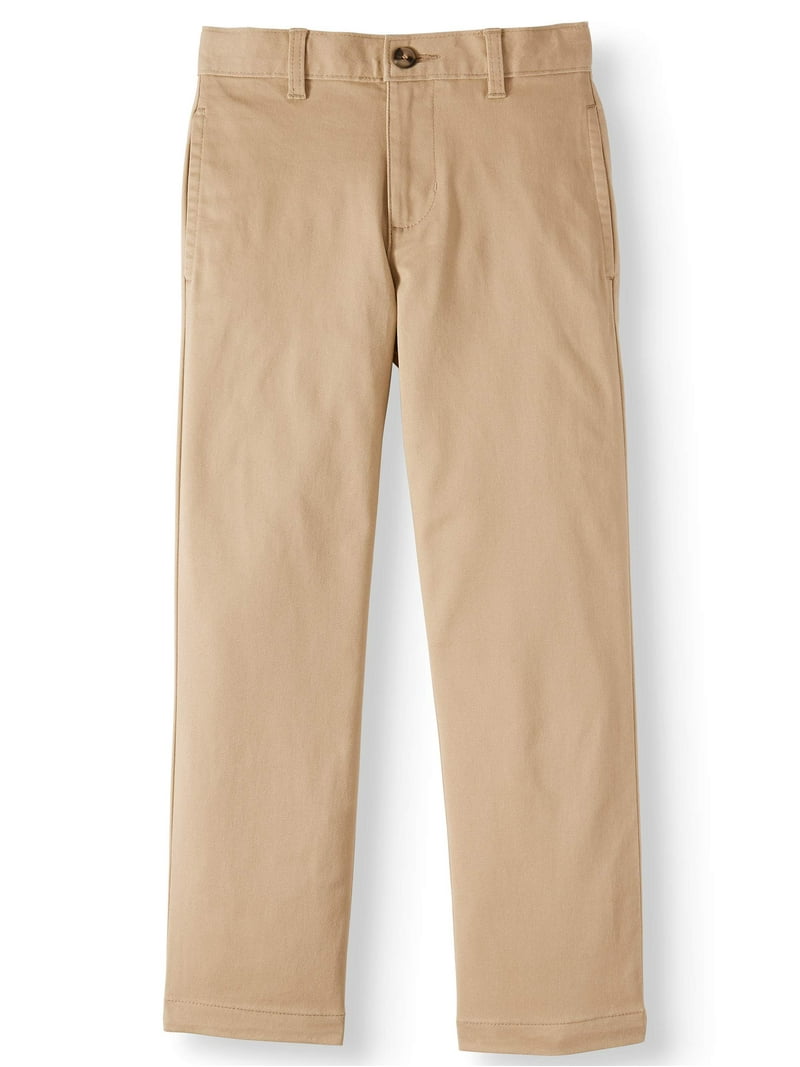 【WONDER WONDER】Kanti Mega Wide Cotton Pants Wonder Nation Pants Boys Size 8 Khaki Uniform Stretch Twill